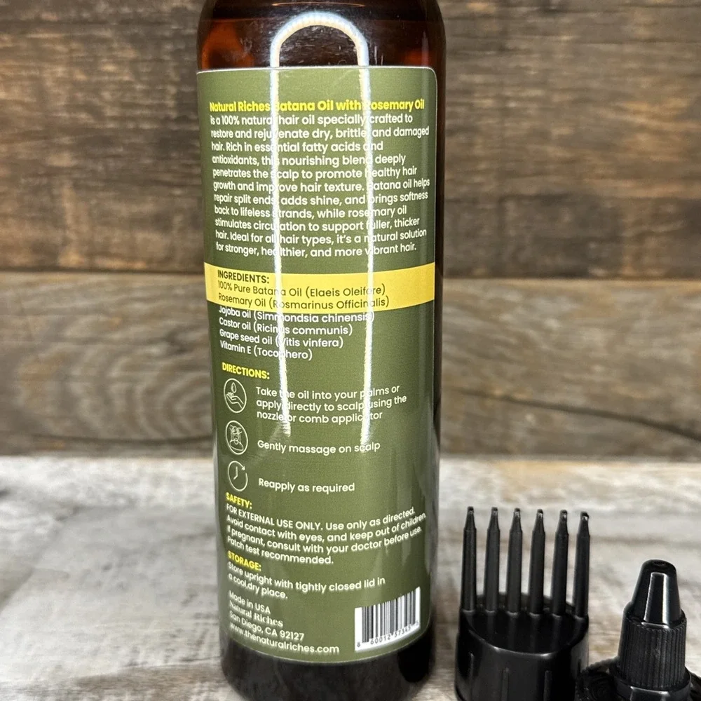 Batana Oil Rosemary Hair/Scalp Oil 8 Fl Oz Bottle + Comb Dispenser  | MSRP = $28